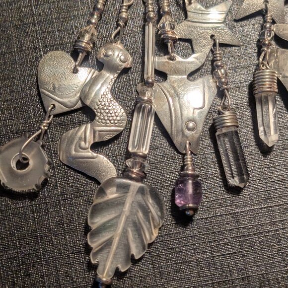 RARE TABRA CARVED MOONSTONES MOON FACE STERLING STAR MOON & STAR EARRINGS - Picture 3 of 5